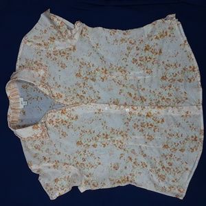 J.Jill XL Lightweight Cotton Blouse Yellow and Orange Floral Print